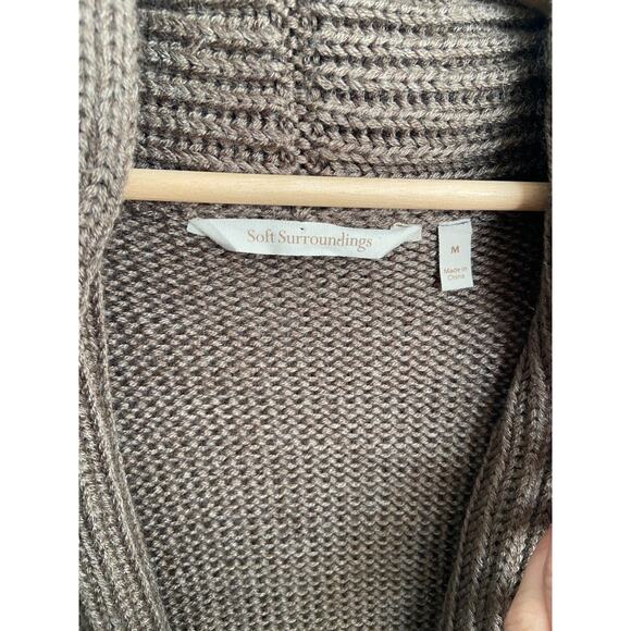 Soft Surroundings Belted Cardigan Sweater Womens Medium Brown Wool Blend Western - Picture 4 of 7